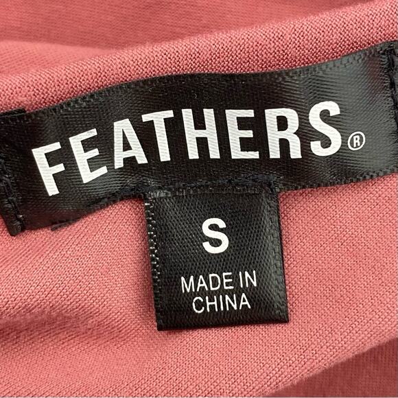 FEATHERS V Neck Long Sleeve Crop Top Mauve Pink Size Small Casual Stretch - Picture 4 of 5